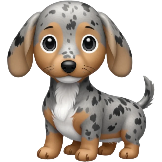 Chibi style Plush gray dappled dachshund  emoji