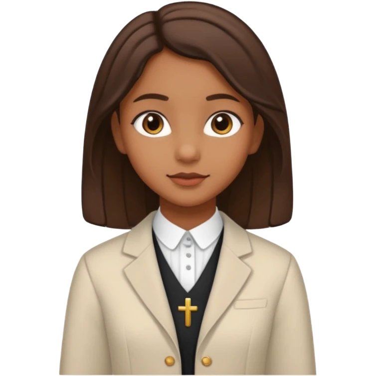 Mujer morena adolescente super elegante con ropa de ir a la iglesia emoji