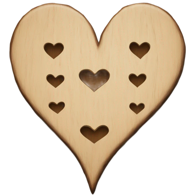 wooden heart wedding guest book emoji