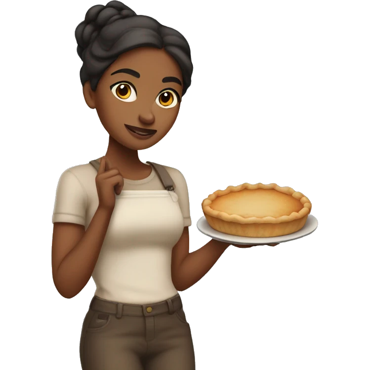 Sassy Brown girl holding a pie emoji
