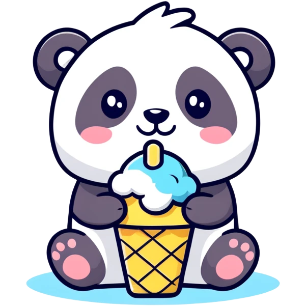 Panda eating ice cream emoji