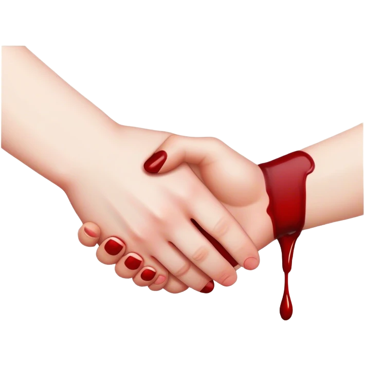 handshake emoji with one hand in blood emoji