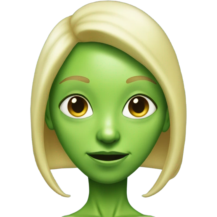 a green alien woman full body,blonde emoji