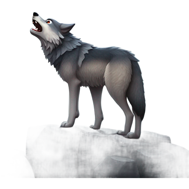 Wolf howling to the moon emoji