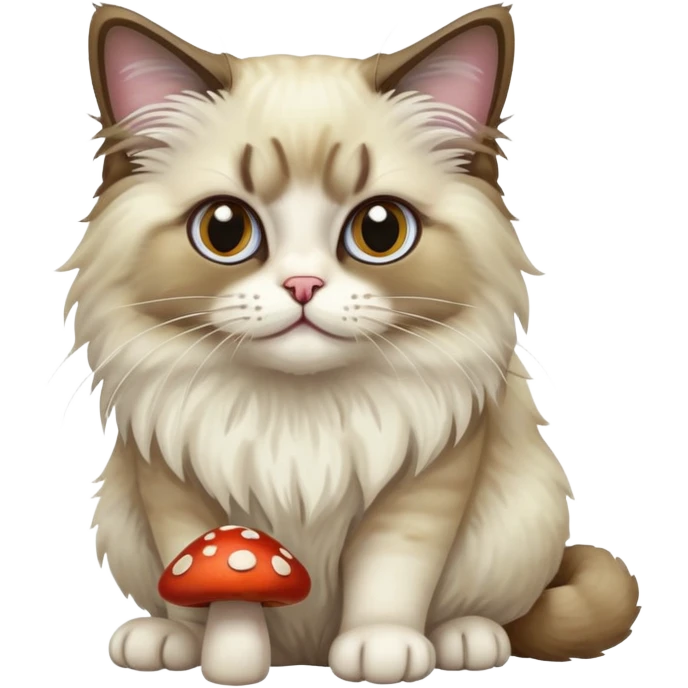 A ragdoll cat eating mushrooms  emoji