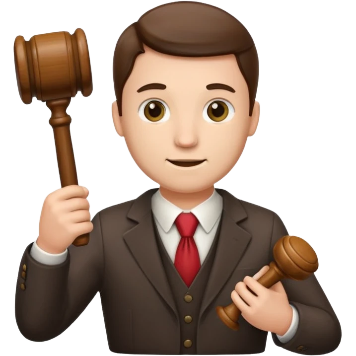 auctioneer with gavel selling house emoji