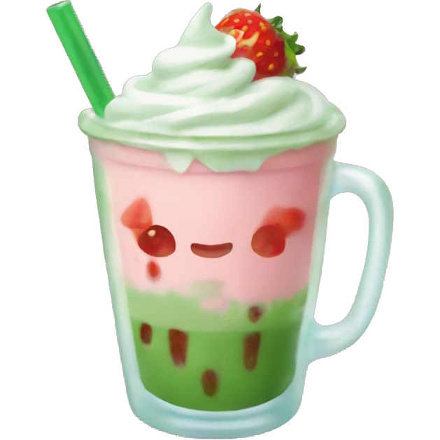 iced strawberry matcha latte  emoji