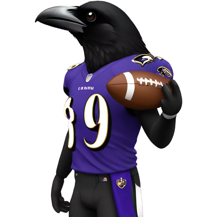 Baltimore Raven holding a football emoji