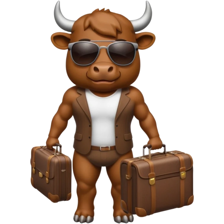 generate an emoji of a bull that is travelling. maybe wearing sunglasses or drinking a drink or carrying a suitcase emoji