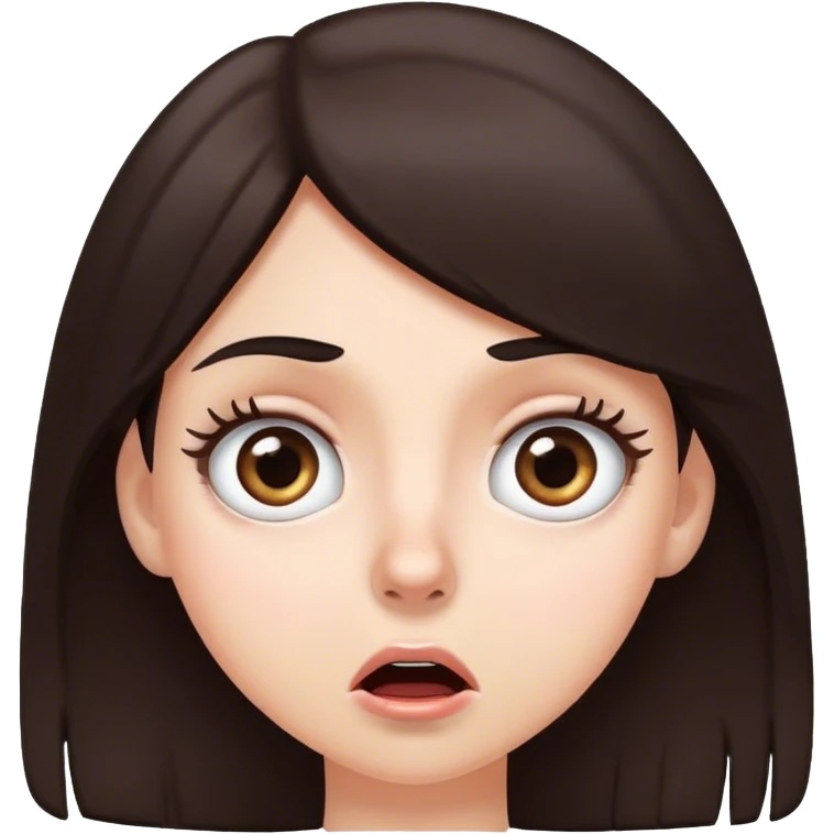 shocked girl with dark brown hair and eyes white girl emoji