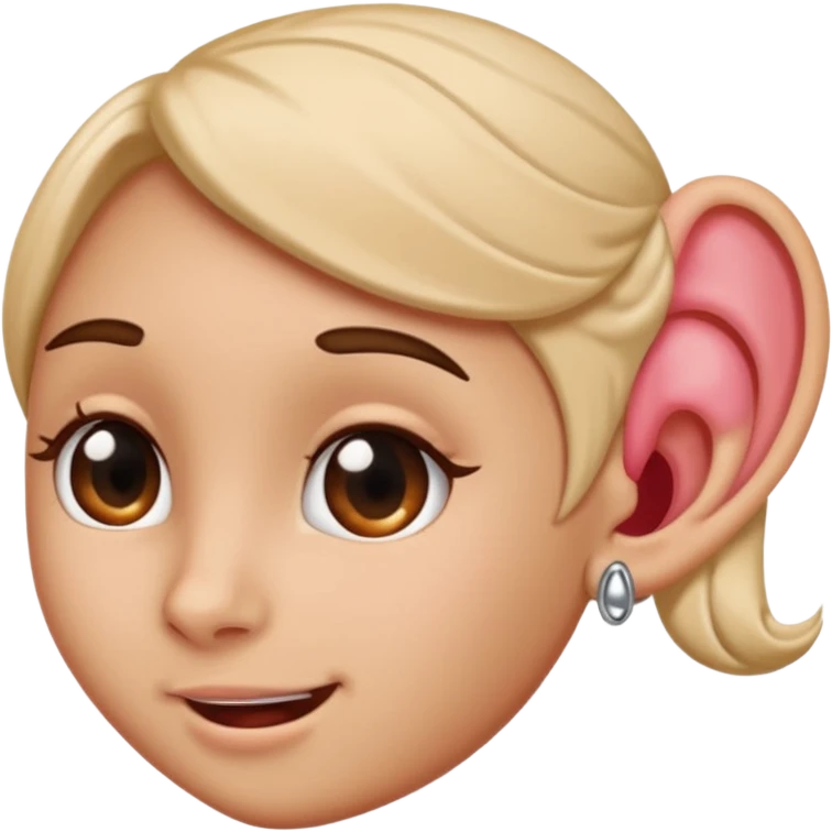 Pierced ear emoji with flirty expression emoji