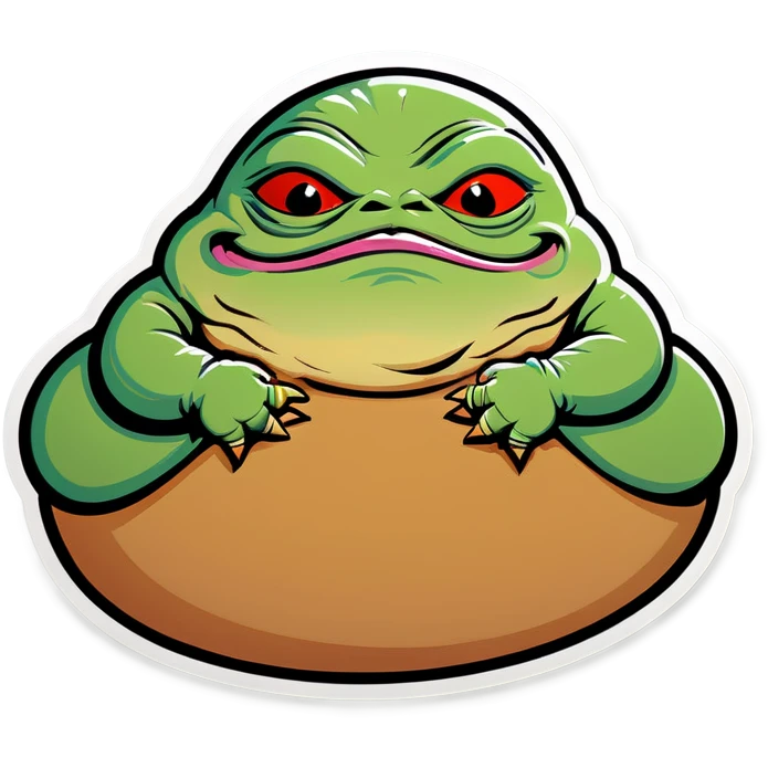 Jabba the hut with big lips and make up emoji