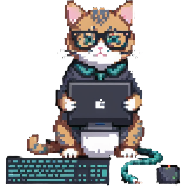 cat with glasses and a computer in its paws emoji