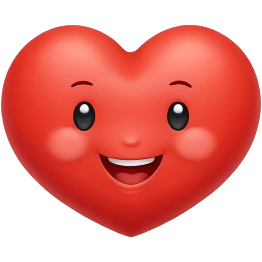 A cute red heart cartoon with a happy face, where the two top lobes of the heart are rounded and designed to look exactly like butt cheeks emoji
