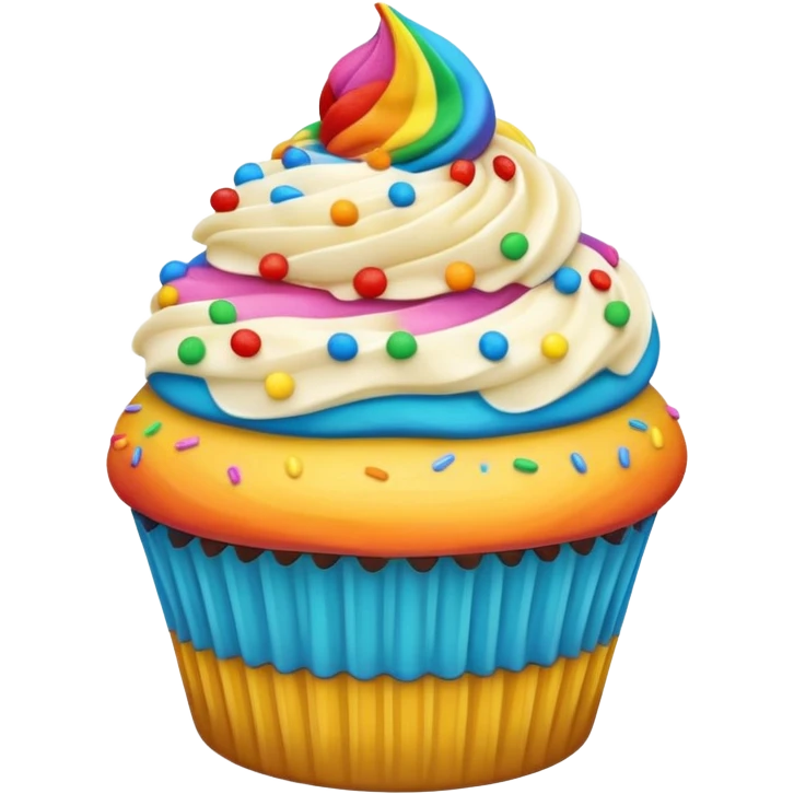 cute cupcake with colorful frosting and sprinkles emoji