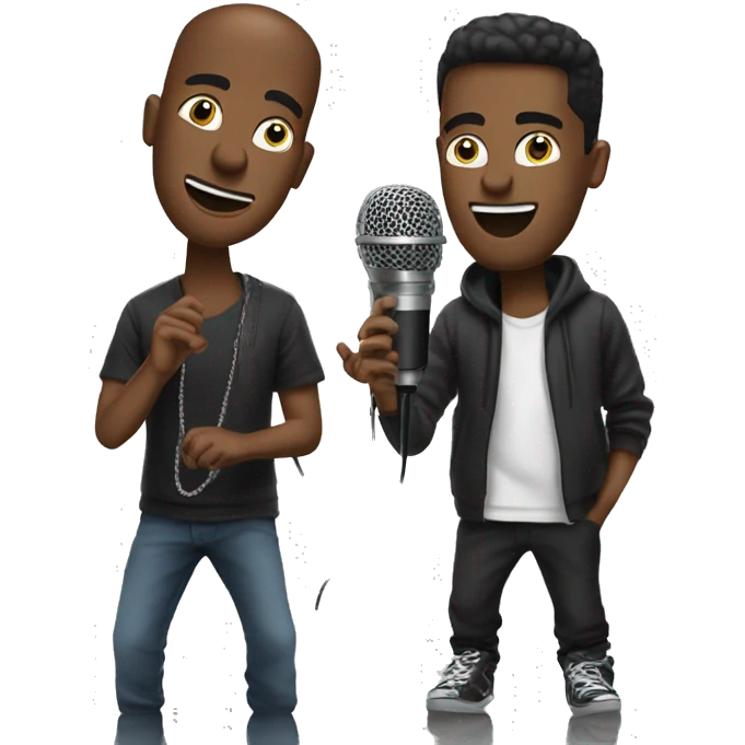 3 guys rapping on microphone emoji