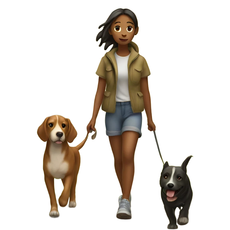 walking girl in nature with dog emoji