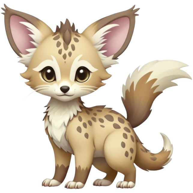 Feral Rare Fantasy cute pastel Vernid-Trico-species by LiLaiRa, random markings, tufted tail, tufted ears, full body emoji