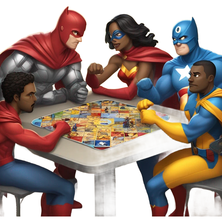 Superheroes playing board games emoji