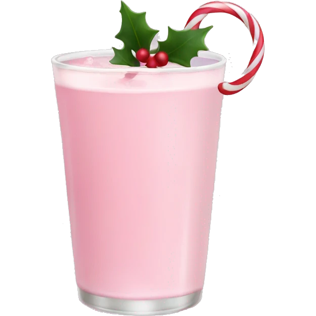 pastel pink christmas drink, with mistletoe on the top of it emoji