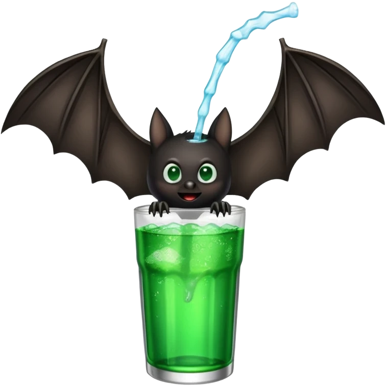 black bat drinkig sprite emoji