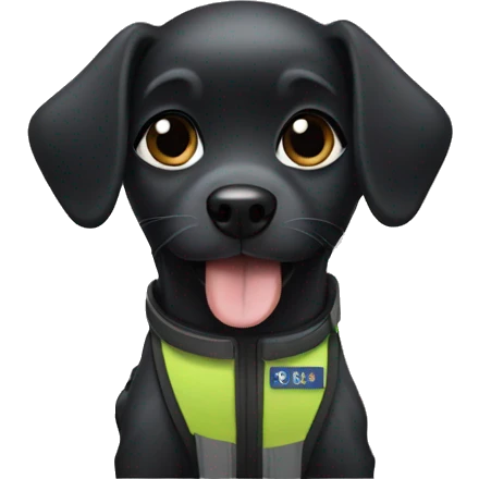 Small Black dog in service vest emoji