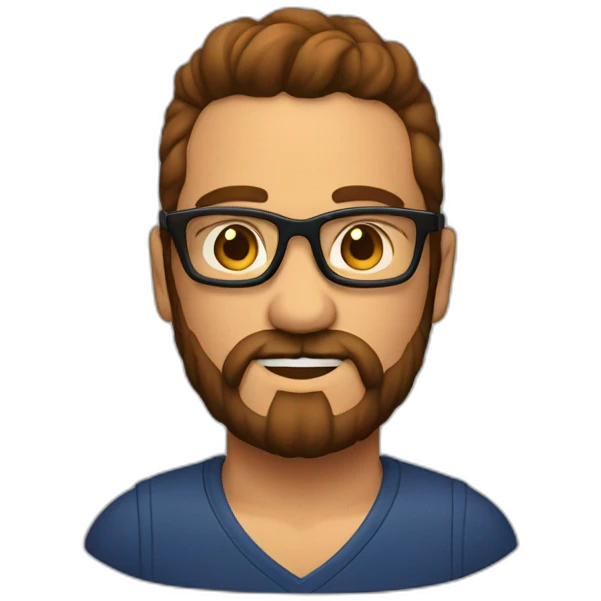 Hombrecon canas con gafas barba y un jersey rojo emoji
