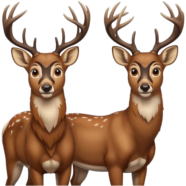 Whitetail deer buck being surprised from behind by another whitetail deer buck emoji