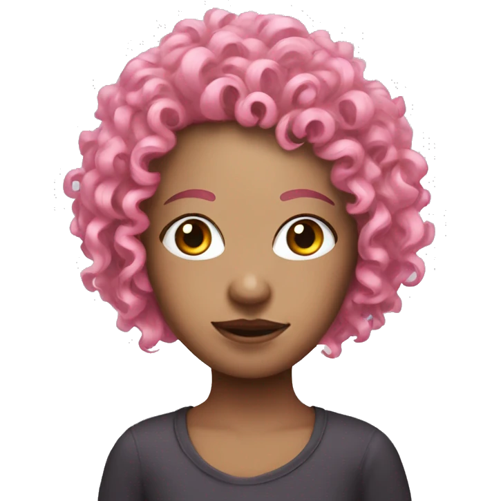 Pink curly hair girl with a mask on her face emoji