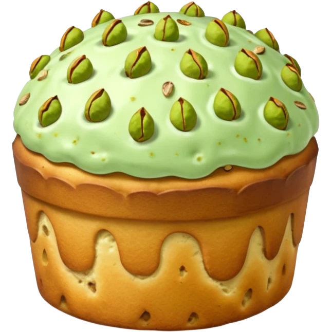 pistacchio panettone con glassa al pistacchio con la carta da panettone intorno in basso emoji