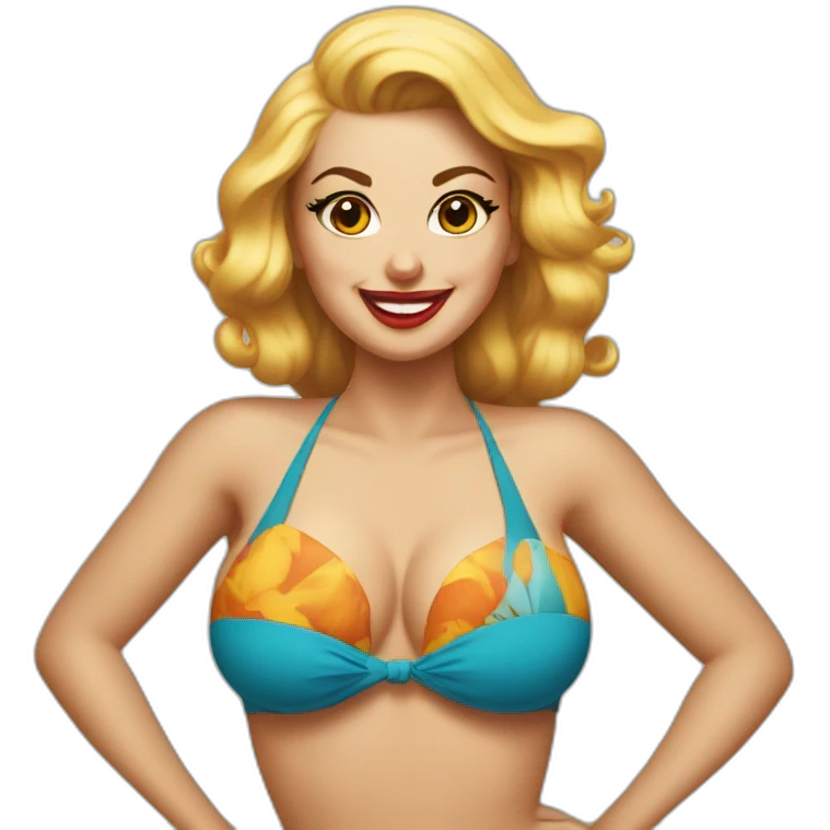 Create an emoji of a 60' pin-up wearing a bikini emoji