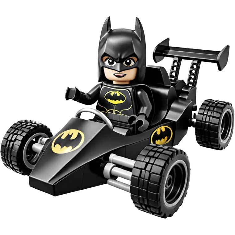 full size real-appearance road racing sexy buxom Batman’s feminine midnight-colored tight outfit sixty’s tv show dark stealthy accurate sporty safe plush deluxe Lego off-road pursuit drifting car lexus (black hair,reclining and relaxed torso and shoulders back against seat) rallycross kart  emoji
