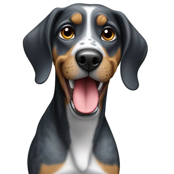 Miniature bluetick hound with lip snarl emoji