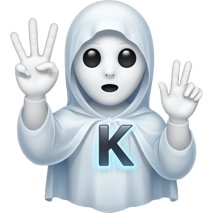 White ghost holding k sign emoji