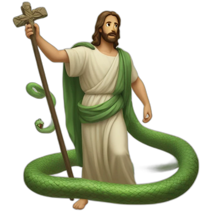 Jesus defeats the serpent emoji
