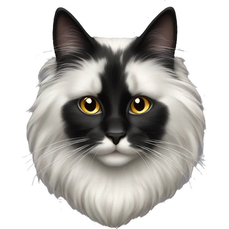 black cat domestic long-haired with white on the mouth emoji
