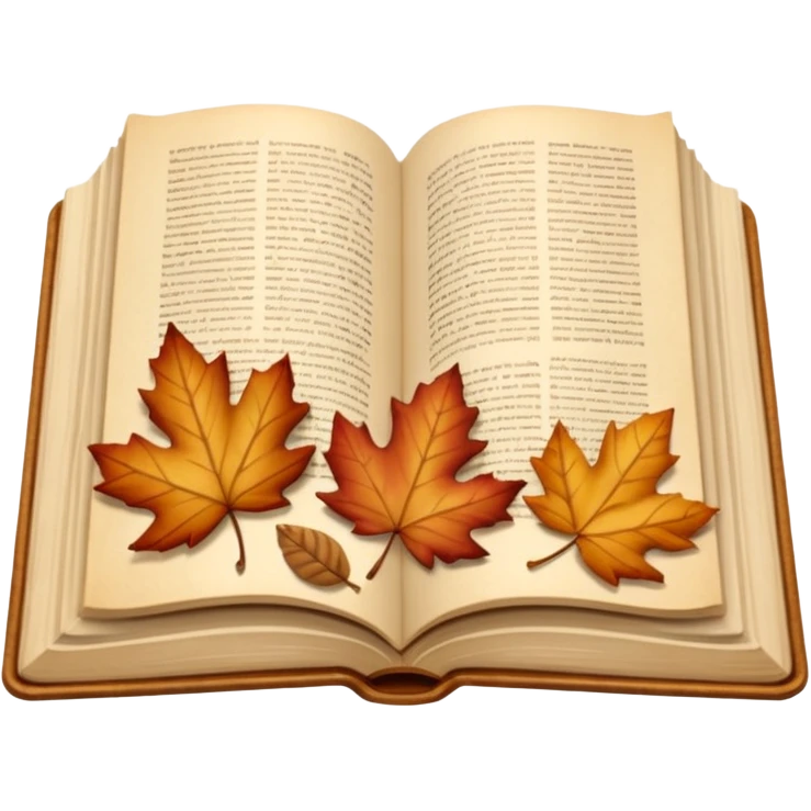beige autumn open book with leaves on it emoji