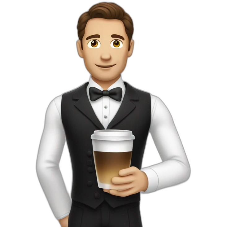 mr bond with brown hair drink hot coffee emoji