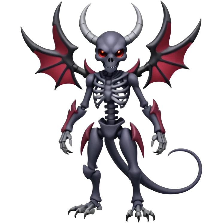 Shiny Horned Badass Edgy Dark Evil Dusky Spooky Skeletal Cool Hot Stylish Handsome Duskull-Darkrai-Genesect-Fakémon-fusion (full body) emoji