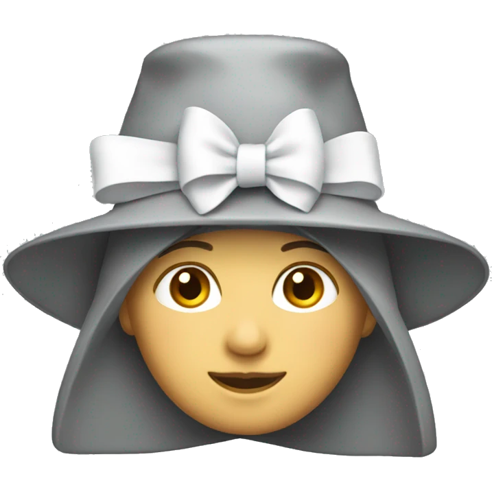 Grey and white hat with a bow on her head emoji