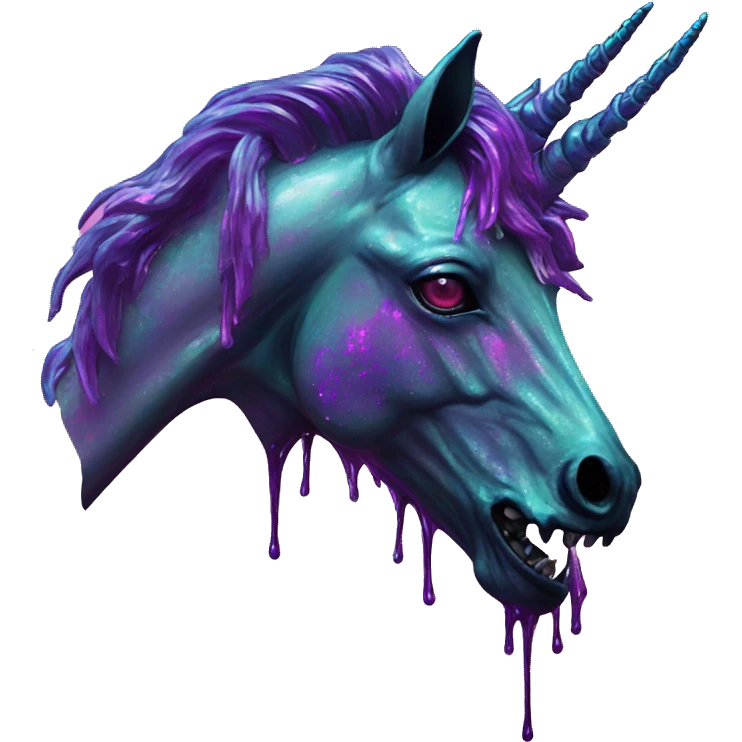 .Zombie_ Vaporwave black holographic oilslick zombie unicorn  emoji