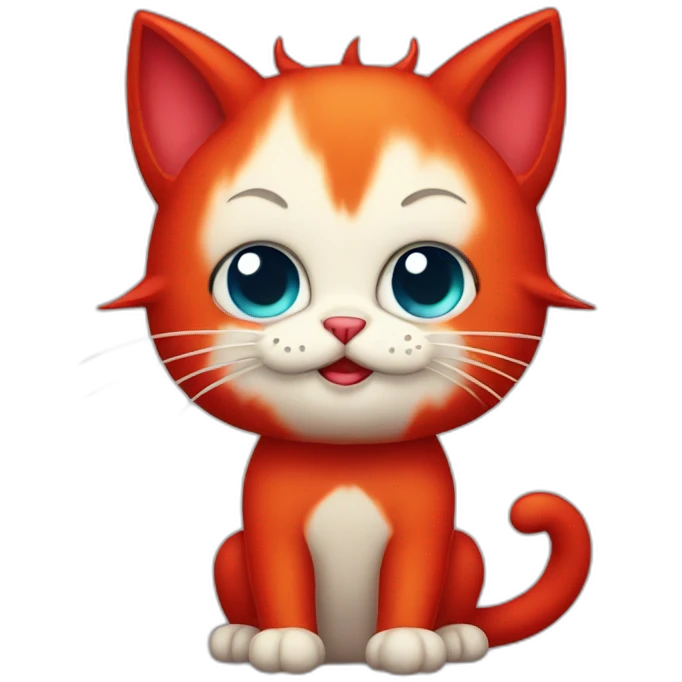 red cute cat devil emoji