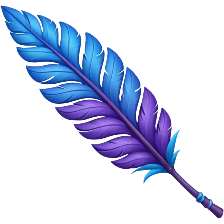 una pluma de ave morada con azul emoji