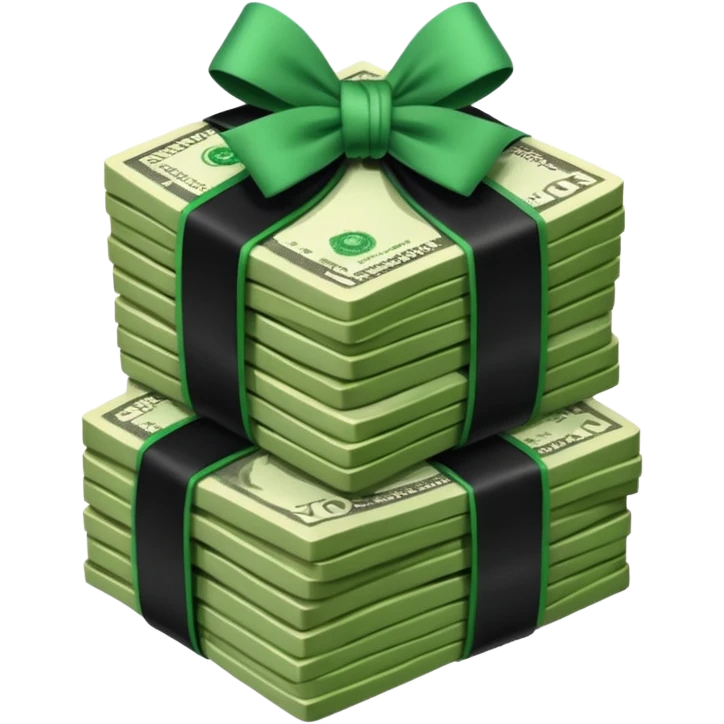stack of money with black ribbon emoji