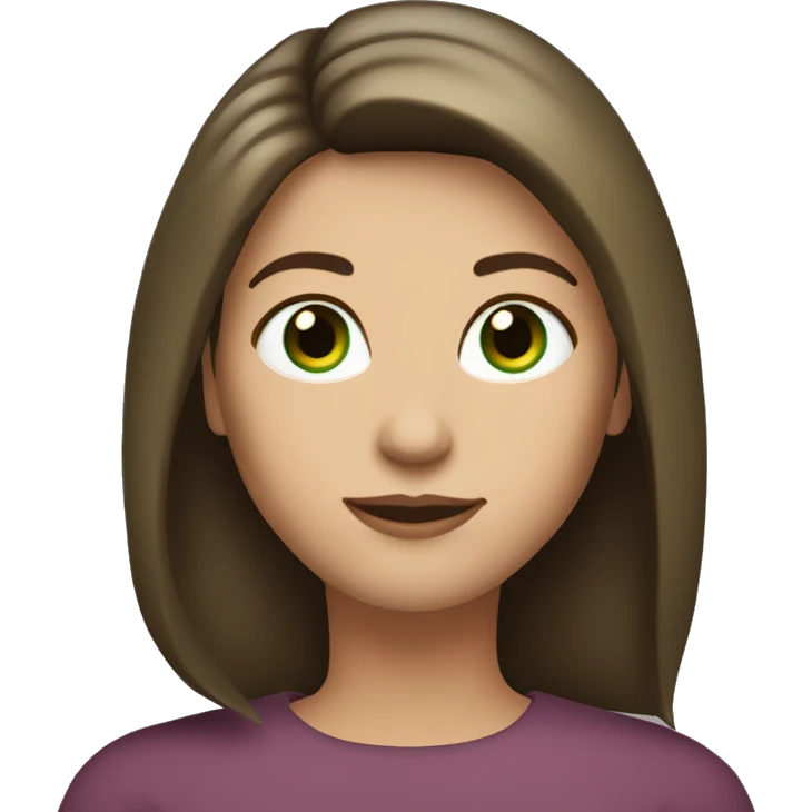 pretty 40 year old woman with grass green eyes and shoulder length straight brown hair crown emoji