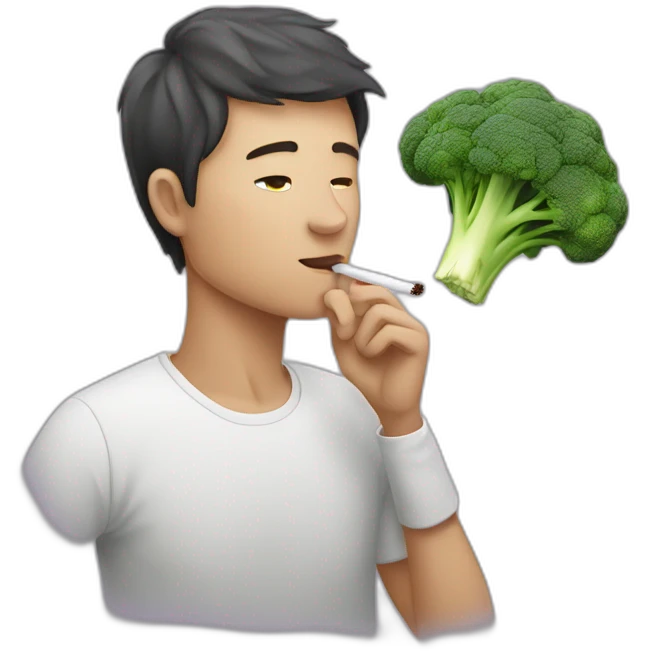 Person Smoking, love heart broccoli  emoji