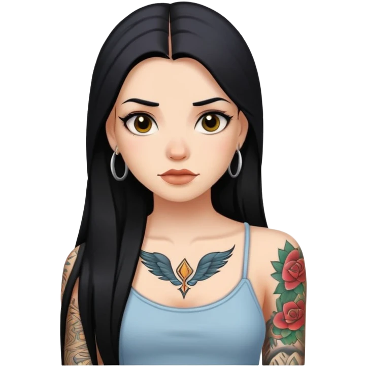 girl with long straight hair and tattoos emoji