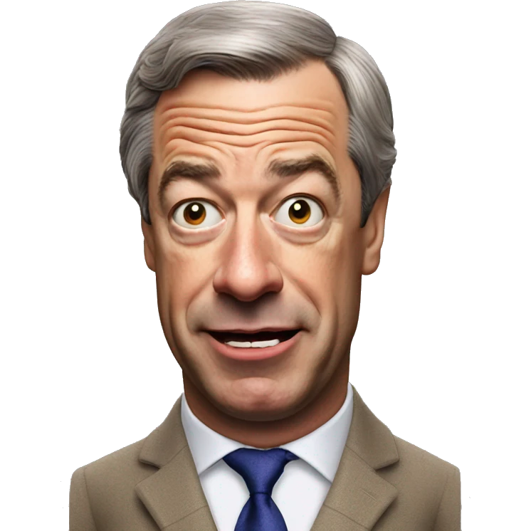 Nigel Farage looking to the left with raised eyebrows and open mouth  emoji