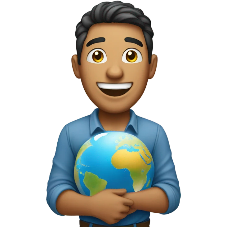 Happy Latino with the world in his hands emoji
