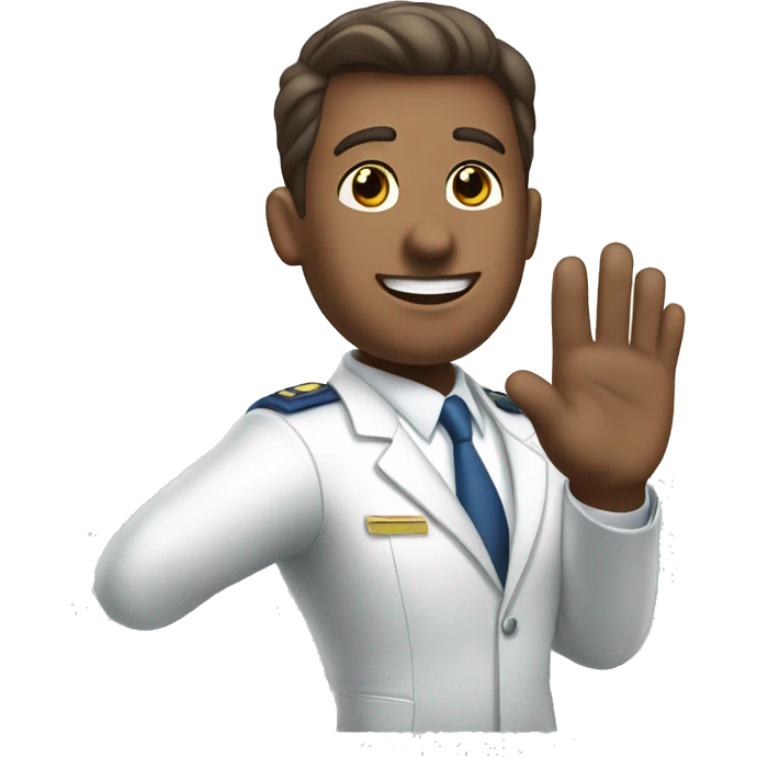 flight attendant man waving call me hand emoji